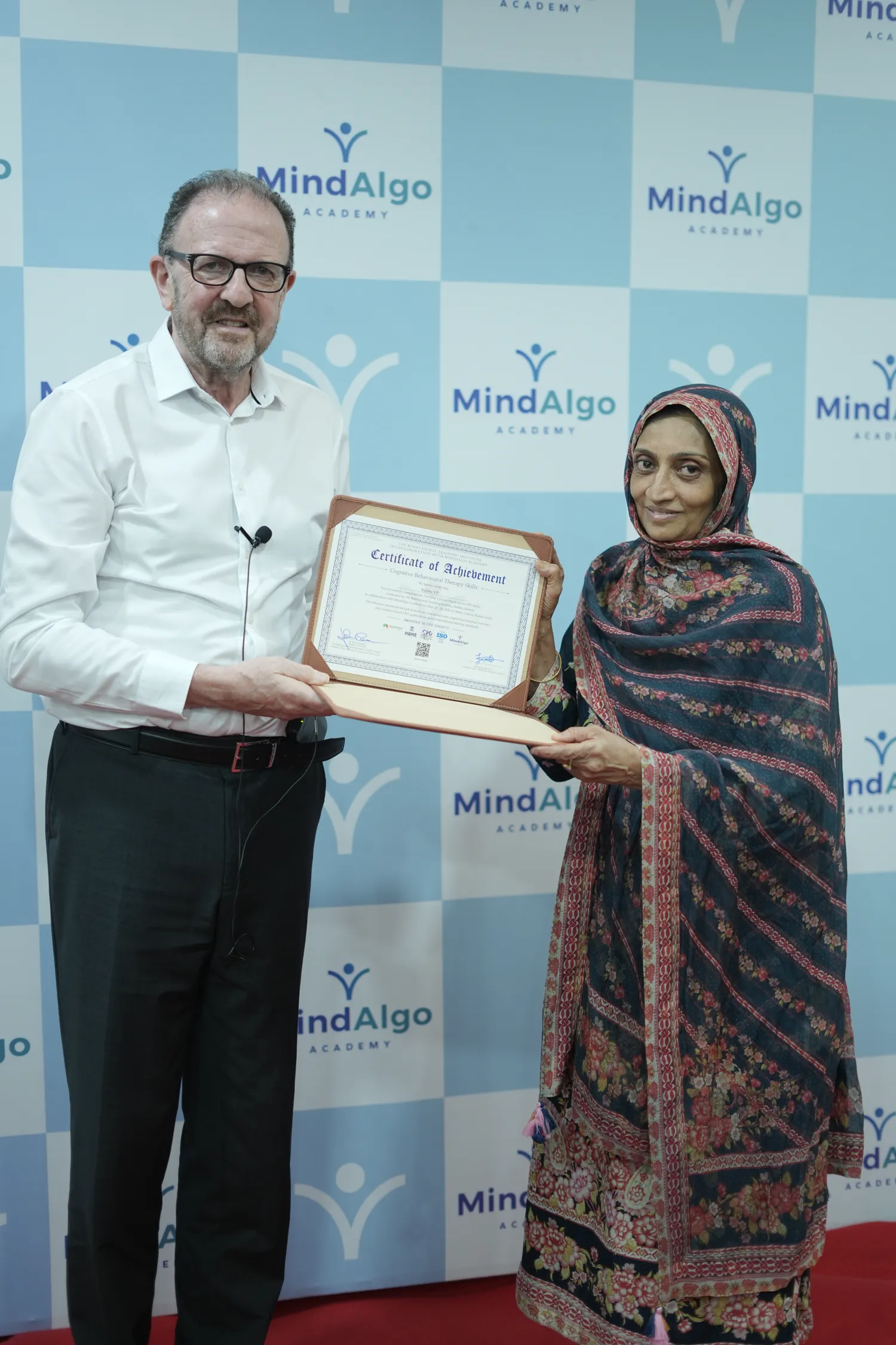 MindAlgo Academy graduate with their International Diploma in CBT certificate